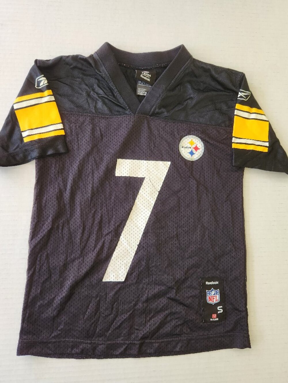 Pittsburgh Steelers Jersey KIDS SMALL Ben Roethlisberger #7 BLACK NFL Reebok T1